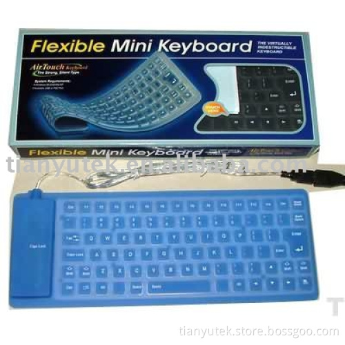 109 key silicone waterproof flexible keyboard BRK8000 with color box packing